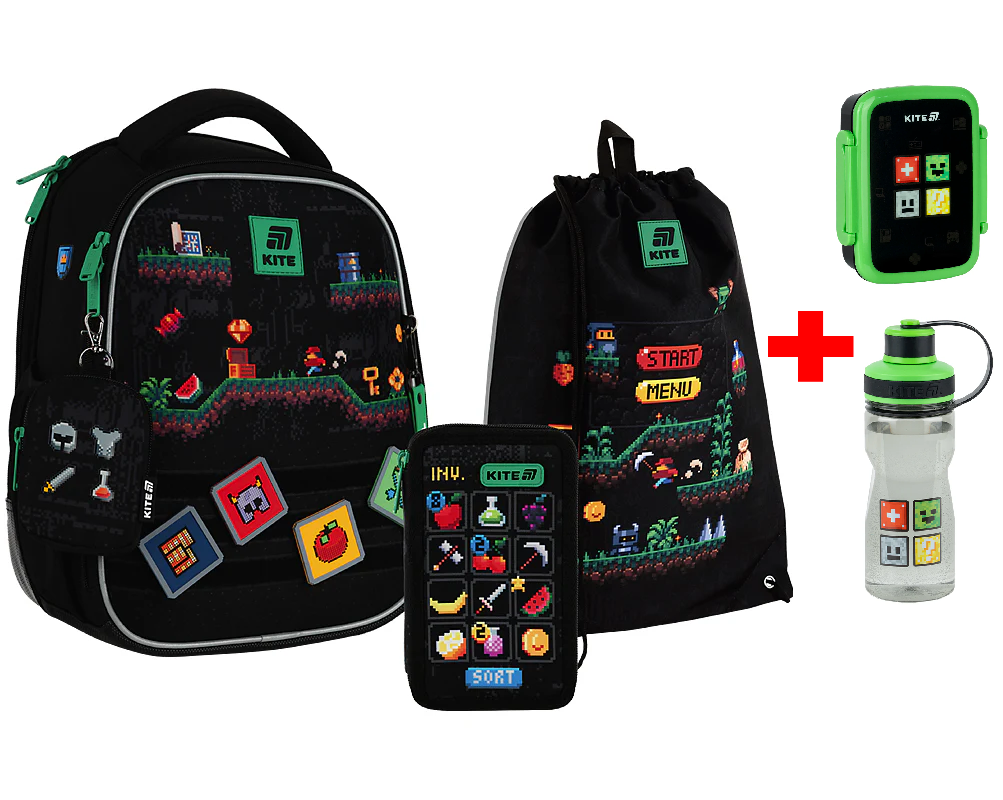 Шкільний набір Kite Education Pixel Game SET_K25-555S-4 (рюкзак, пенал, сумка)