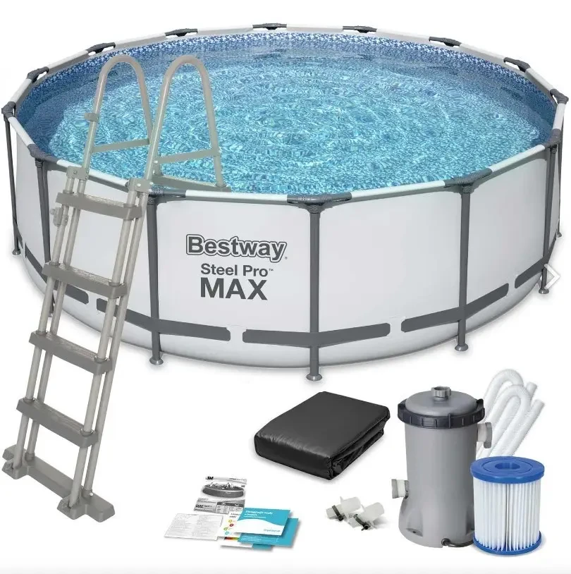 Bestway 5612X 427х122 см Каркасний басейн + насос + тент + сходи