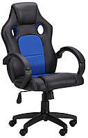 Офісне ігрове крісло чорно-синє Chase blue з механізмом Tilt, ортопедичною спинкою для роботи та ігор