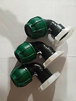 Перехідник ДН62мм (дрібна різьба) на трубу діам 32мм (кутовий)