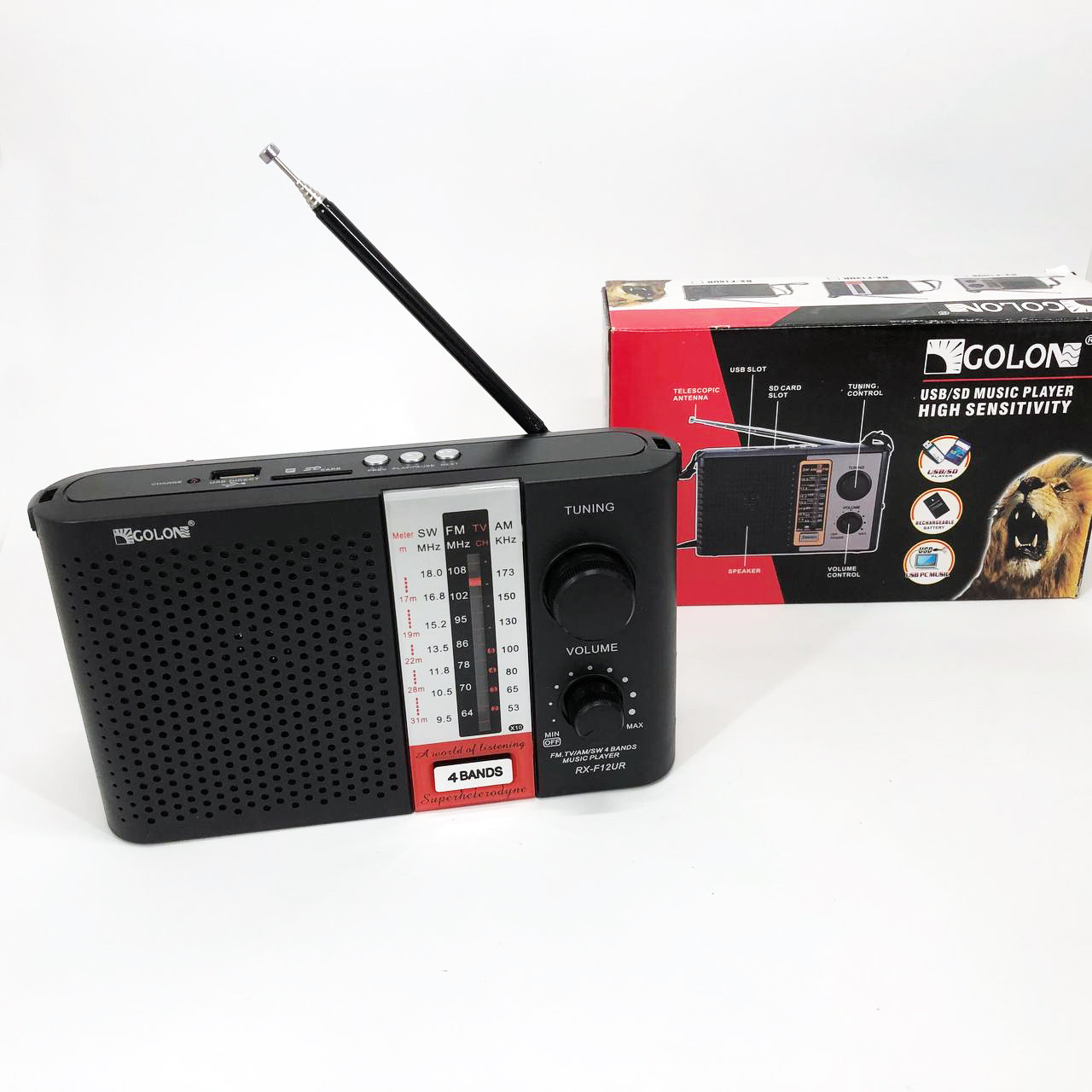 Радіо fm з вбудованим usb-плеєром GOLON, Портативний зв'язок радіо, Всехвильовий радіоприймач VA-38, фото 1