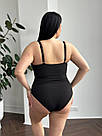 Жіночий чорний суцільний купальник жатка великих розмірів, фото 3