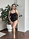 Жіночий чорний суцільний купальник жатка великих розмірів, фото 5