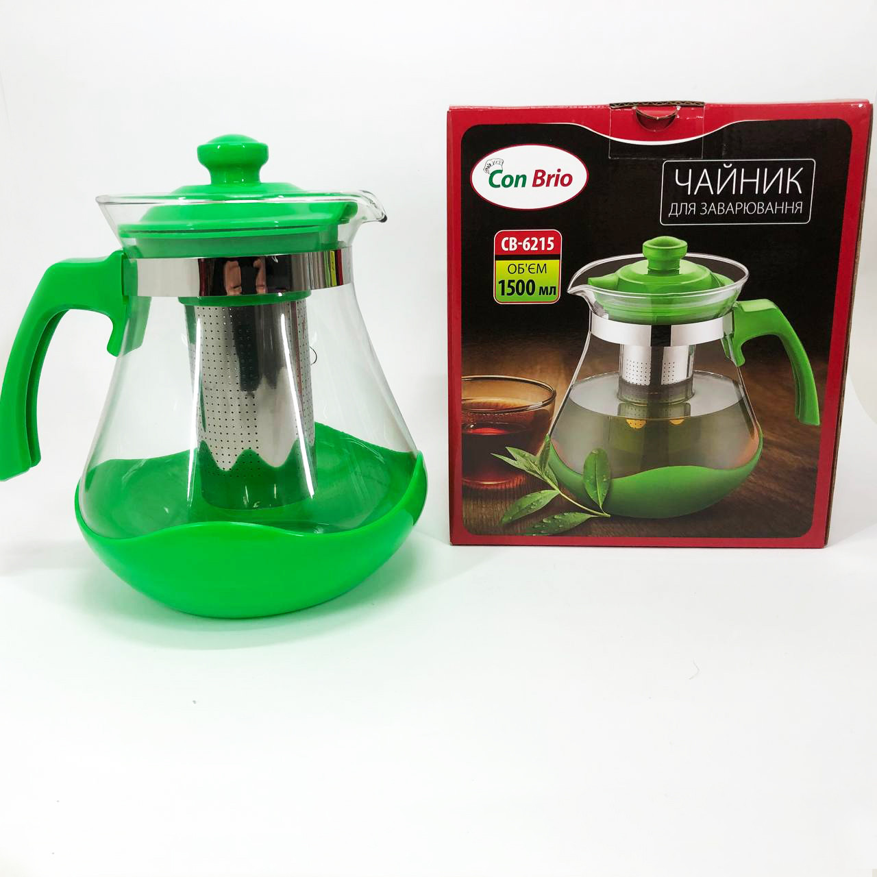Чайники для заварювання Con Brio Green CB-6215 1,5 л, Заварник для кухні, KO-802 Заварювальний чайник