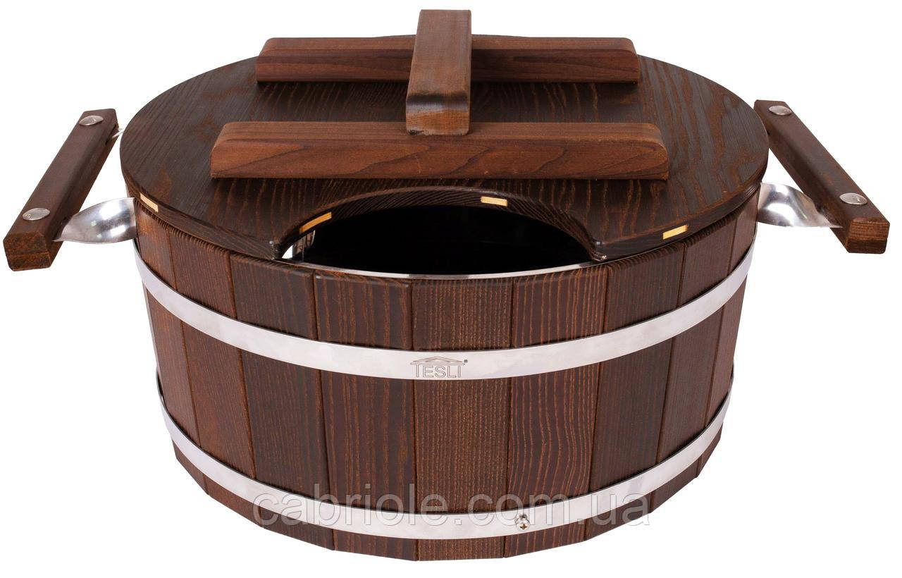 Запарник Tesli 15 л. із термодеревини та нержавіючою вставкою з кришкою, фото 1