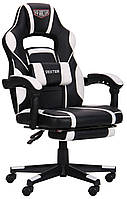 Ігрове крісло з висувною підставкою VR Racer Dexter Vector чорно-білий стілець молодіжний комп'ютерний AMF