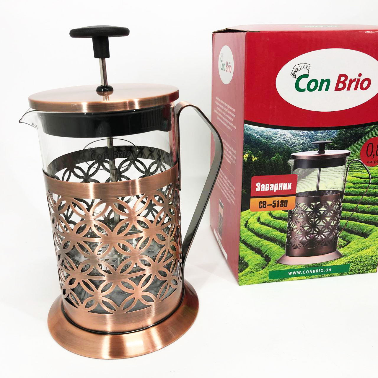 Заварник для трав, Красиві заварники для чаю, Скляний чайник для кави та чаю Заварник з пресом PN-88, фото 1