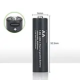 Батарейки AA акумуляторні Soshine з роз'ємом USB Type-C на 1.5V/3500mWh — 4 ШТ., фото 6
