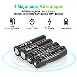 Батарейки AA акумуляторні Soshine з роз'ємом USB Type-C на 1.5V/3500mWh — 4 ШТ., фото 11