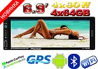 Автомагнітола Pioneer 6288A, екран 6.9'', GPS, Android13, 4/64GB, DSP, 1DIN USB,WIFI, FM, BT КОРЕЯ!