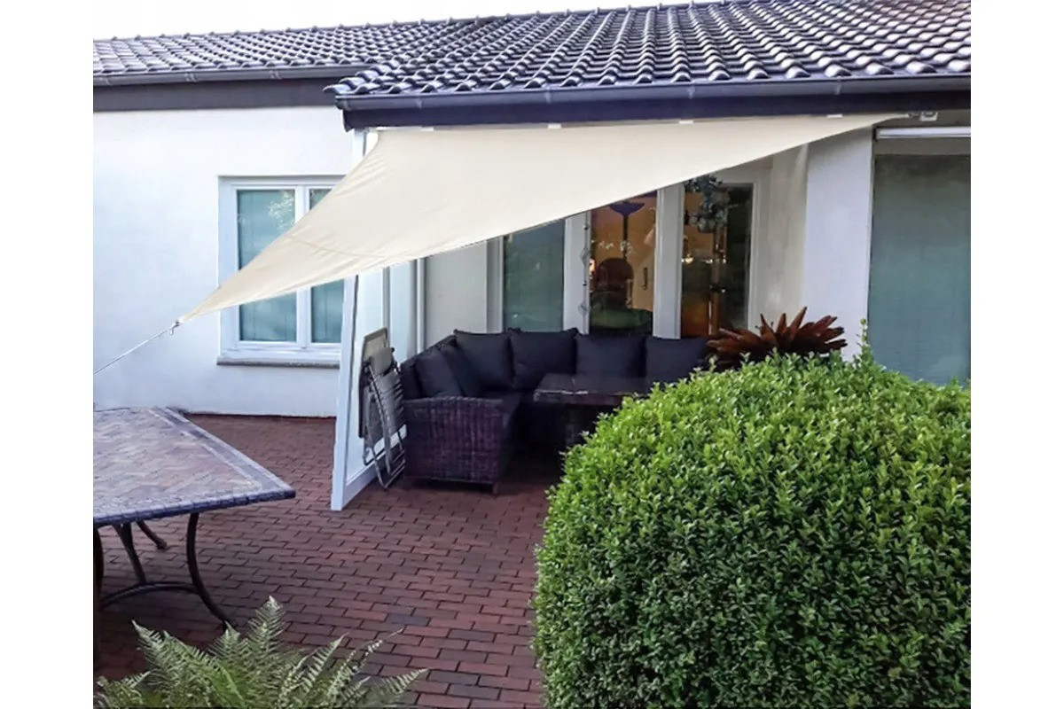 Сітка для тіні від сонця трикутна ступінь затінення 90% тент-парус теневий 4х4х4м тканинні навіси від сонця, фото 1