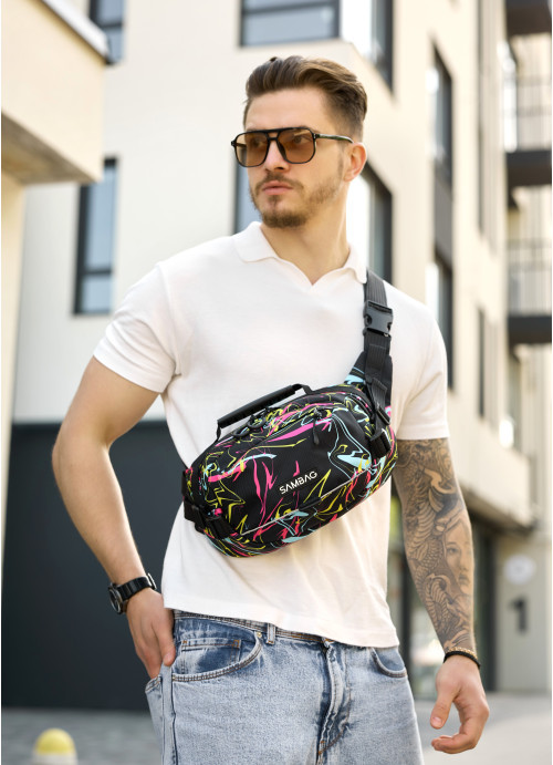 Сумка через плече бананка Sambag Flex Pro принт "ABSTRACT", фото 1