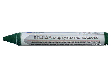 Крейда маркувальна VIROK : зелена, 13x120 мм. воскова для різних поверхонь. УП 12 шт.