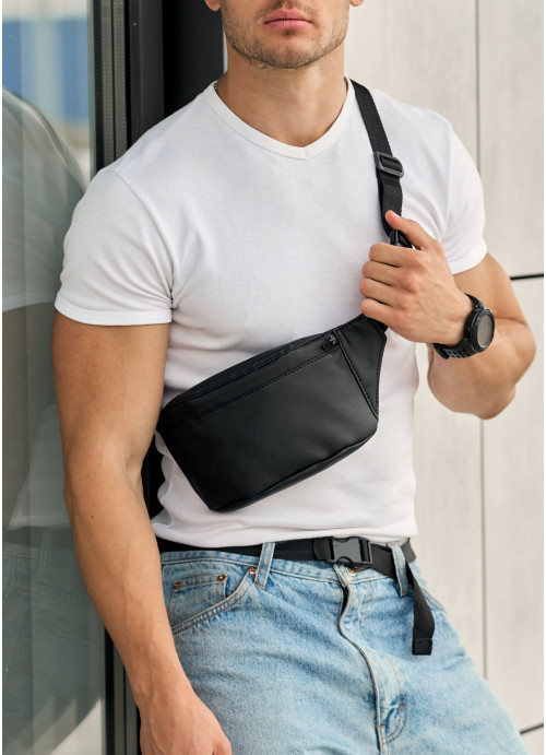 Сумка на пояс бананка Sambag Tirso Aqwam чорна водостійка, фото 1