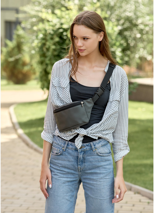 Жіноча сумка на пояс бананка Sambag Tirso  MSH графітовий, фото 1