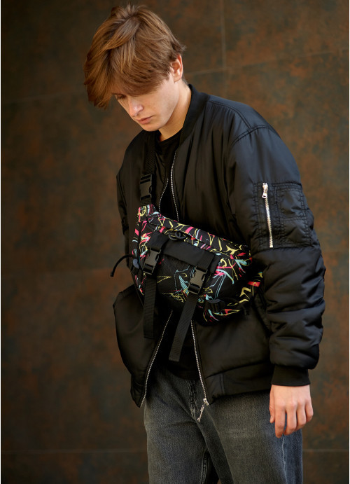 Велика чоловіча поясна сумка бананка Sambag DynamicDart принт "ABSTRACT", фото 1