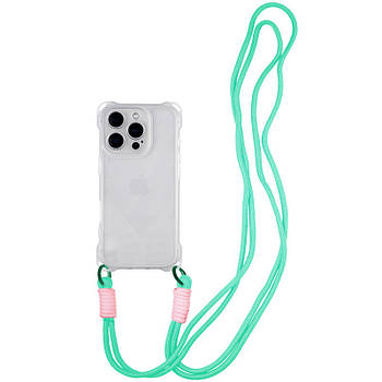 Чохол з шнурком TPU CrossBody with straps для iPhone 15 (6.1") Transparent