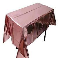 Скатертина клейонка із фольги 274 на 137 см рожеве золото