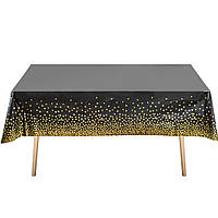 Скатертина клейонка із фольги 274 на 137 см чорно-золотистий