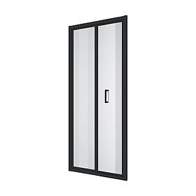 Душові двері двосекційні, Line Pro 900мм, black matt, скло 6мм прозоре