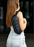 Сумка через плече бананка Sambag Holster MSH чорний принт тканева, фото 6