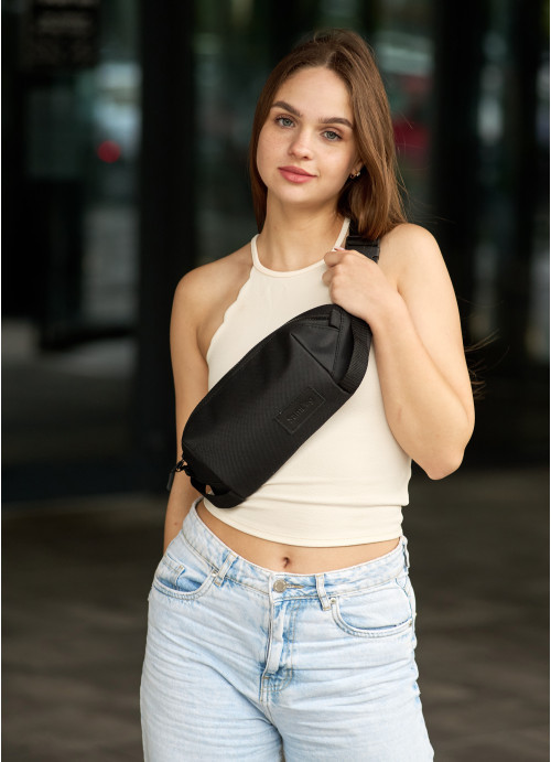 Сумка через плече бананка Sambag Holster MSH W чорна з перфорацією, фото 1