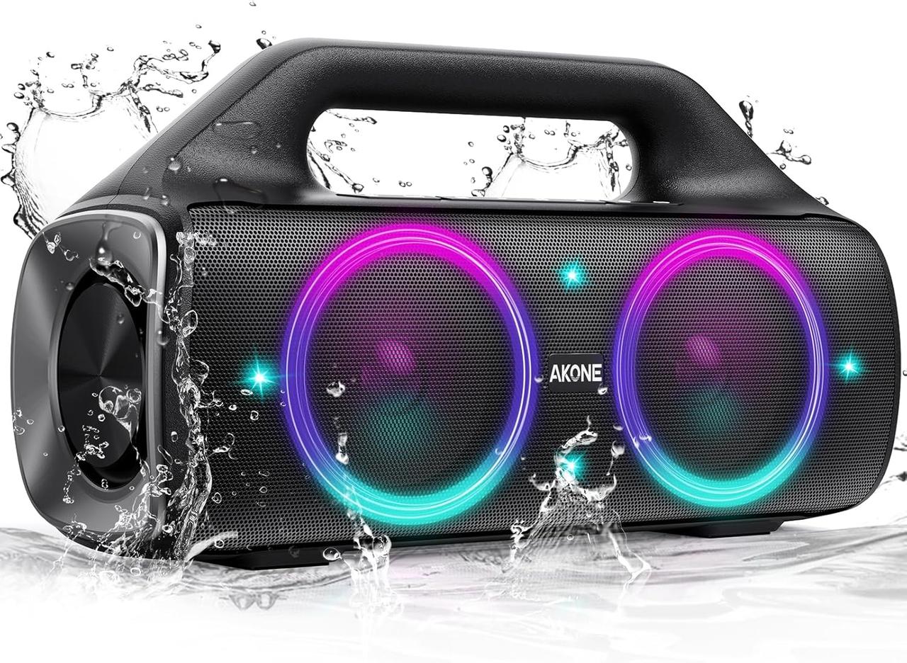 Портативний Bluetooth-динамік Akone AK-ZG-02. 80 Вт, світлодіодне підсвічування, супербас, 20 годин роботи