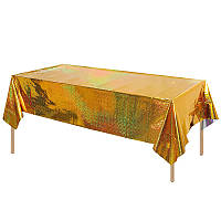 Скатертина клейонка із фольги з голограмою 270 на 100 см золотистий