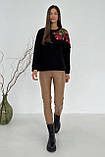 Жіночий світшот в українському етностилі з імітацією хустки 44-50 разміри чорний, фото 4