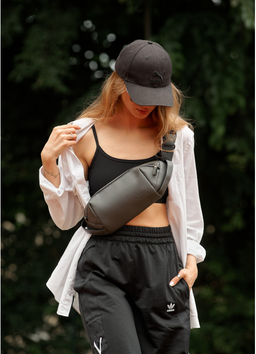 Жіноча сумка через плече бананка Sambag Holster MSH графіттова з перфорацією, фото 1