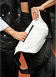 Велика тканева сумка  з екошкірою на пояс бананка Sambag Tirso Max біла, фото 10
