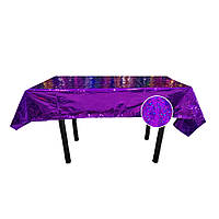 Скатертина клейонка із фольги з голограмою 270 на 100 см фіолетовий