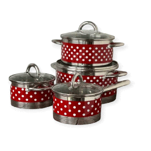 Набір кастрюль з нержавіючої сталі German Family GF-2034 Кухонний посуд з багатошаровим індукц. дном 8 предметів