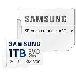 Карта пам'яті Samsung 1 TB microSDXC Class 10 UHS-I U3 V30 A2 EVO Plus + Адаптер