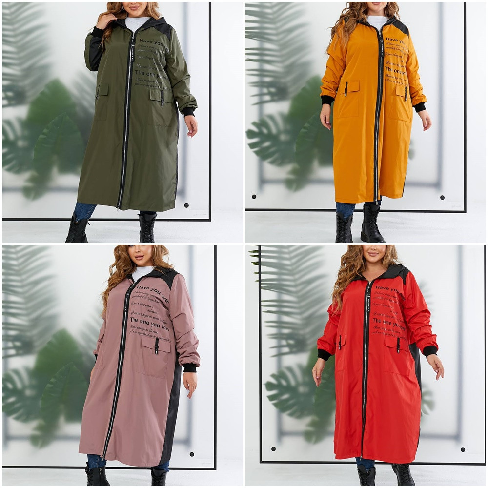 Довгий жіночий плащ з капюшоном великі розміри, фото 1