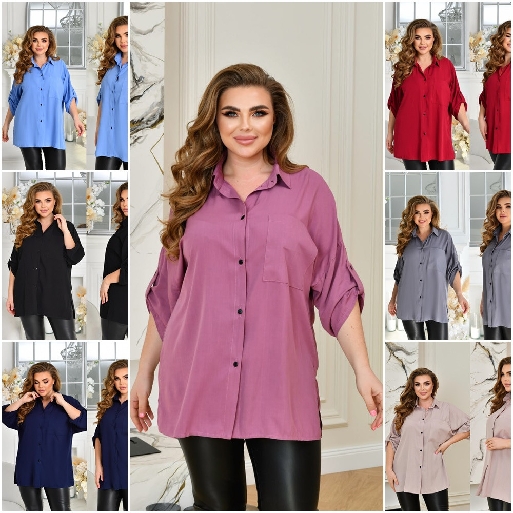 Суперстильна подовжена сорочка туніка з льону розміри батал, фото 1