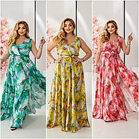 Летнее свободное платье сарафан в пол из штапеля батал