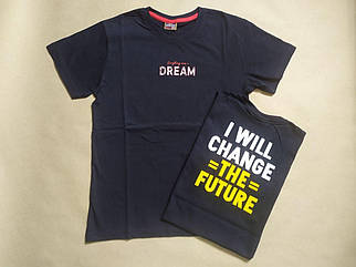 Футболка хлопчику 10-11 років, ріст 140 "I will change "The future" темно-синя