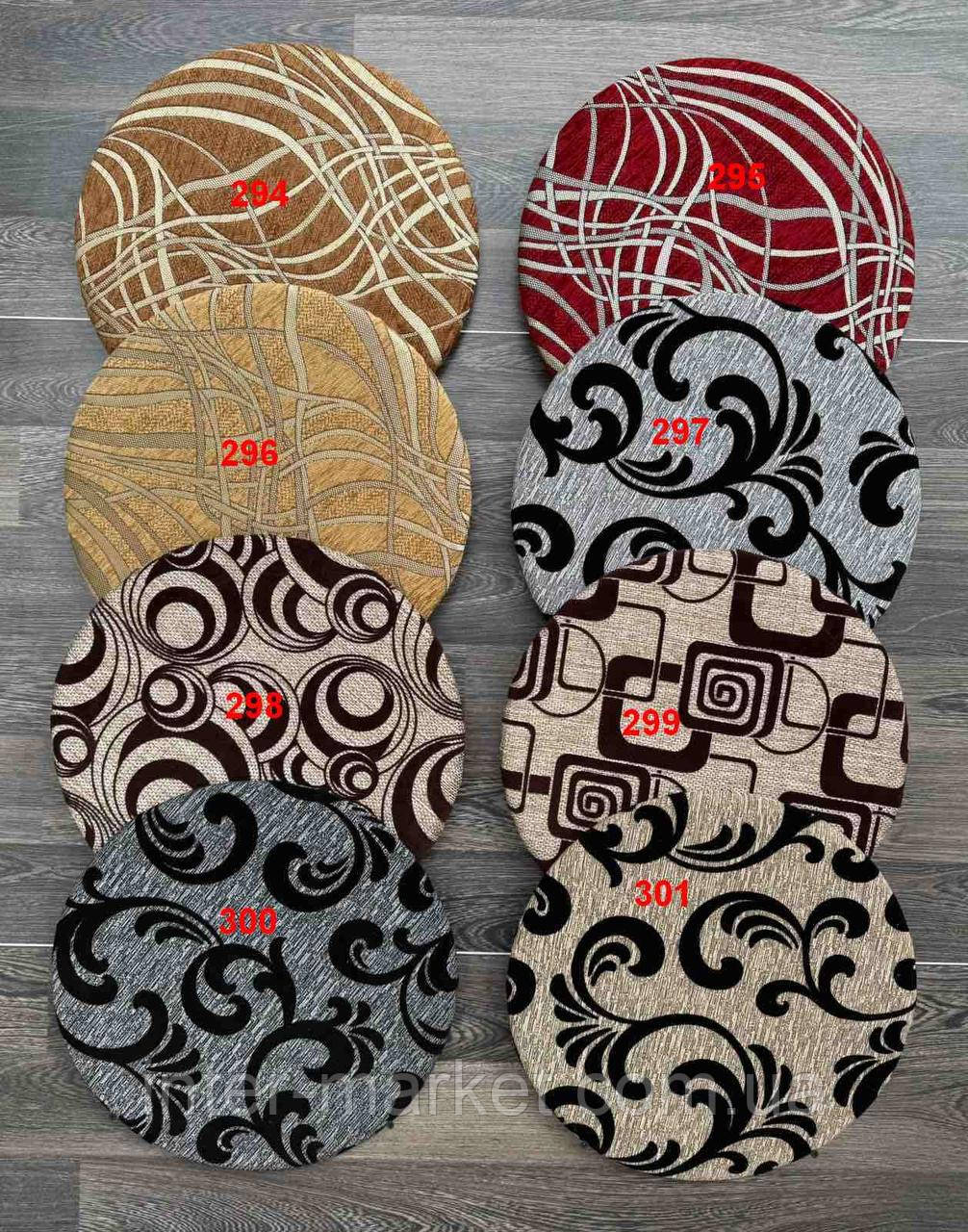 Чохол на круглий стілець Комплект 4 шт на резинці Накидка сидіння на стільці круглі, фото 1