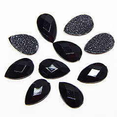 Камінь клейовий Крапля з термоклейвий шаром 13х8 мм, чорний (10 шт)
