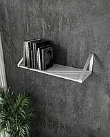 Полка навесная 60х21х22 с белым треугольным металлическим креплением. Книжная полка настенная, лофт для посуды