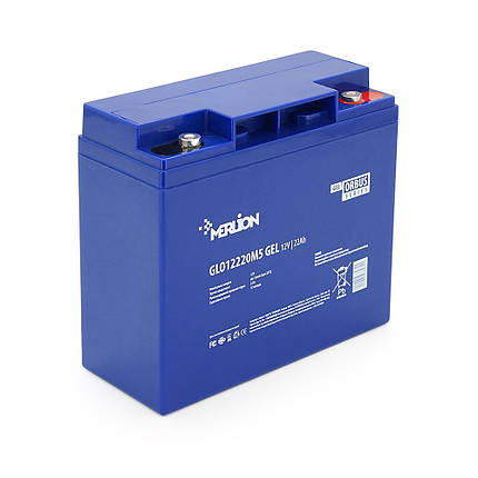Акумуляторна батарея MERLION ORBUS GLO12220M5 12 V 22 Ah ( 180 x 78 x 165 (168)), 4.5 kg BLUE Q4, фото 1