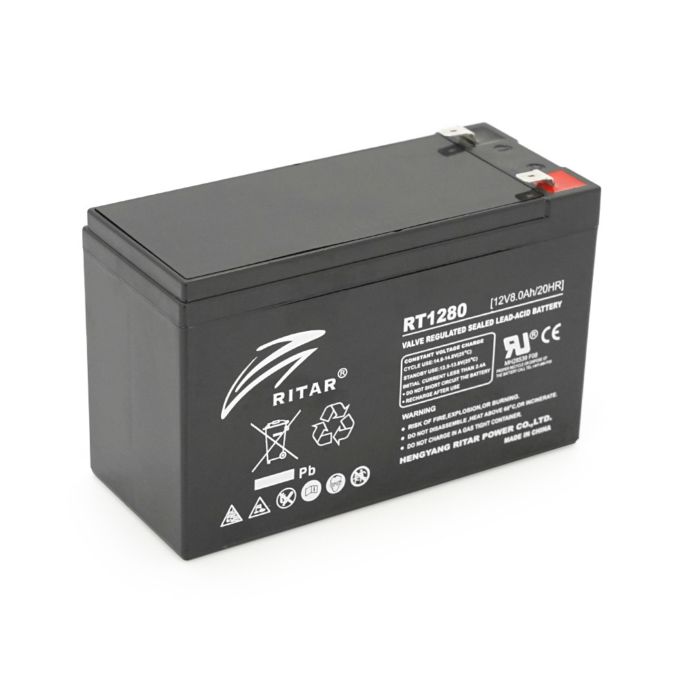 Акумуляторна батарея AGM RITAR RT1280, Black Case, 12 V 8.0 Ah ( 151 х 65 х 94 (100) ), 2.16 kg Q10