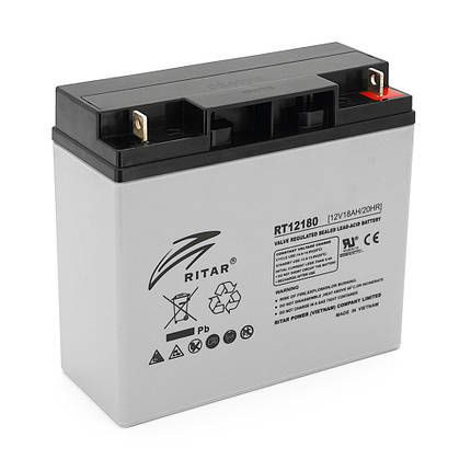 Акумуляторна батарея AGM RITAR RT12180GL5, Gray Case, 12 V 18.0 Ah (181х77х167) Q4, фото 1
