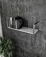 Полка навесная 80х22х28 с черным квадратным металлическим к Книжная полка настенная, лофт для посуды