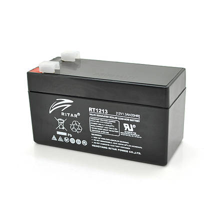 Аккумуляторная батарея AGM RITAR RT1213, Black Case, 12V 1.3Ah ( 98 х 44 х 53 (59) ), 0.9kg Q20, фото 1