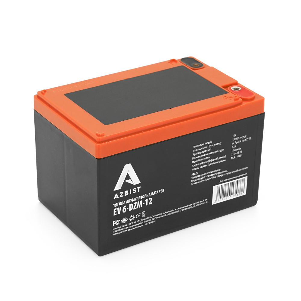 Тягова акумуляторна батарея AGM AZBIST 6-DZM-12, 12 V 12 Ah M5 (151х98х101 мм) Black Q3