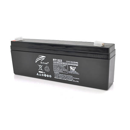 Акумуляторна батарея AGM RITAR RT1223, Black Case, 12 V 2.3 Ah (17 х 35 х 62 (68) ), 0.89 kg Q10, фото 1