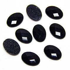 Камінь клейовий Овал з термоклейвий шаром 14х10 мм, чорний (10 шт)