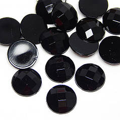 Камінь клейовий круглий, Ø14 мм, чорний (10 шт)